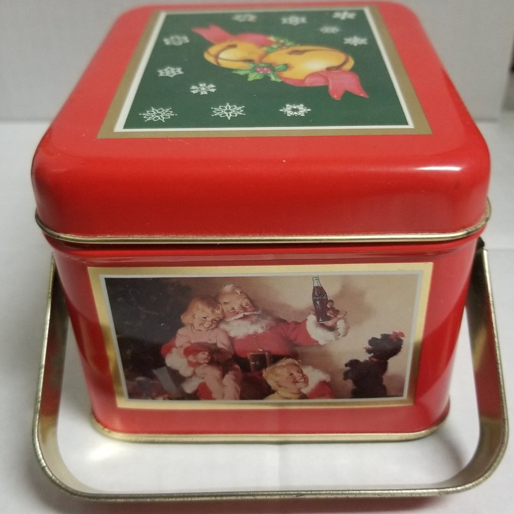 Vintage Coca Cola Santa tin with handles